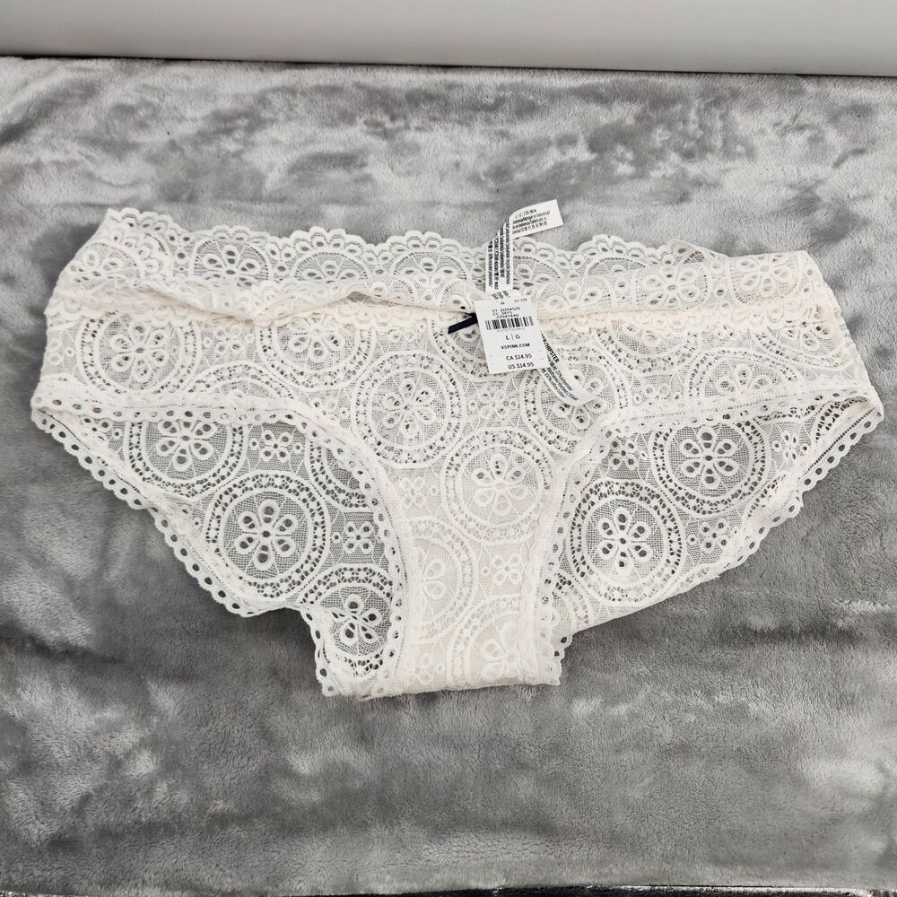 Victorias Secret Women's Size Large White Wink Hiphugger Panty NWT